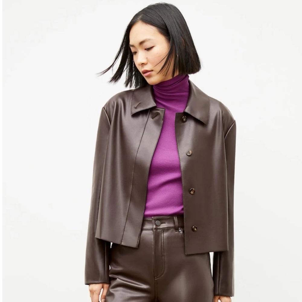 M.M. LaFleur Nicky Vegan Faux Leather Jacket Brown Size XXL 2XL NWT Minimalist